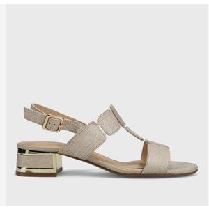 Vaneli‎ Hatty t strap low heel sandal cream 7 wide NEW